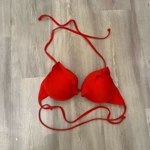 Blue notes red flounce large bikini top -must be bundled!